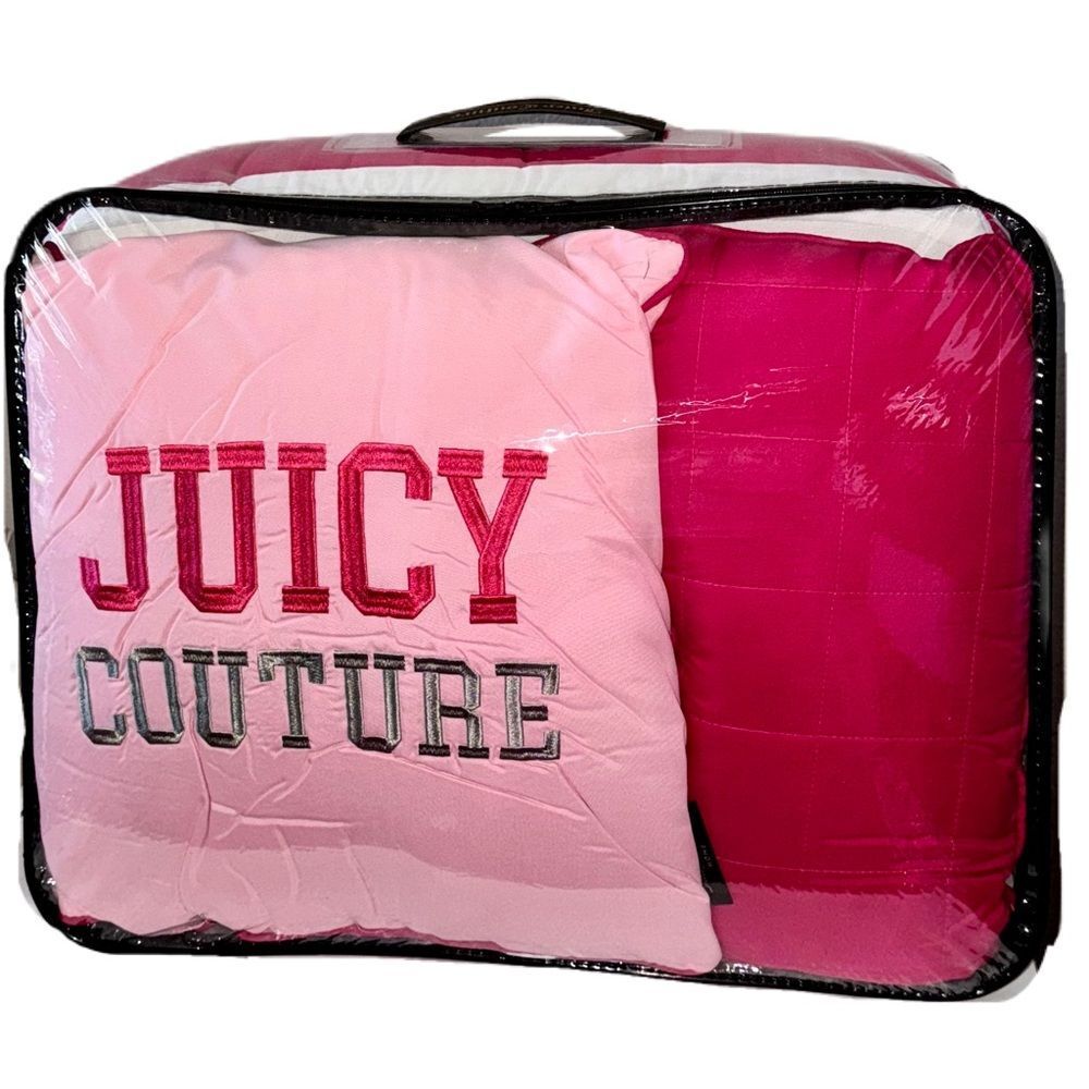 **SOLD** Juicy Couture Home 5PC Pink Gray Color Block Striped Comforter Bed Set - Picture 15 of 16